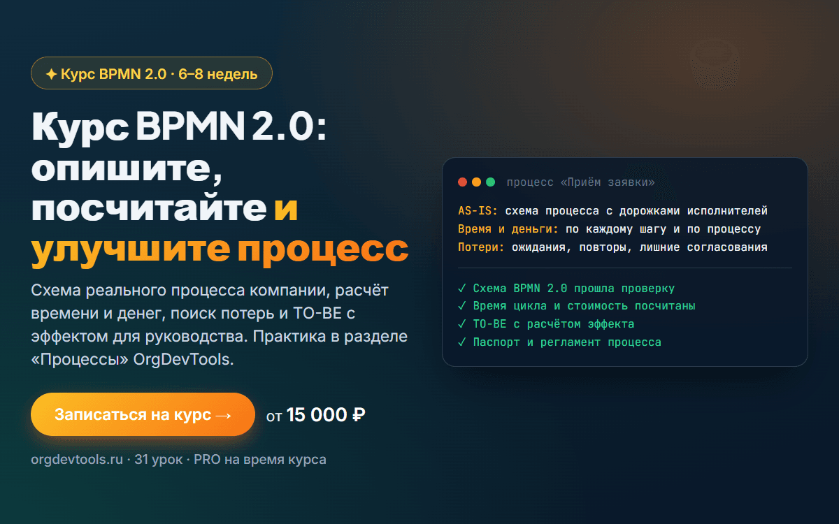 Курс BPMN 2.0: моделирование и оптимизация бизнес-процессов на практике